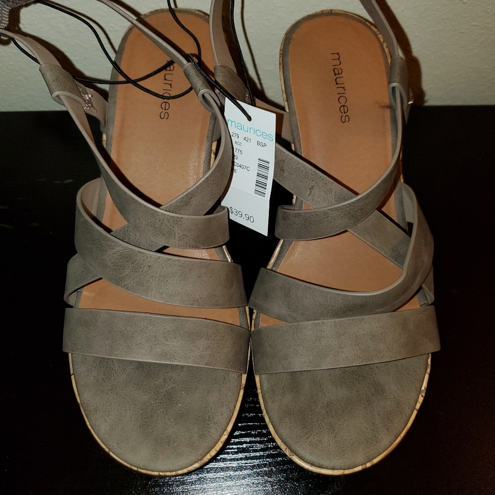 Gray wedge sandals